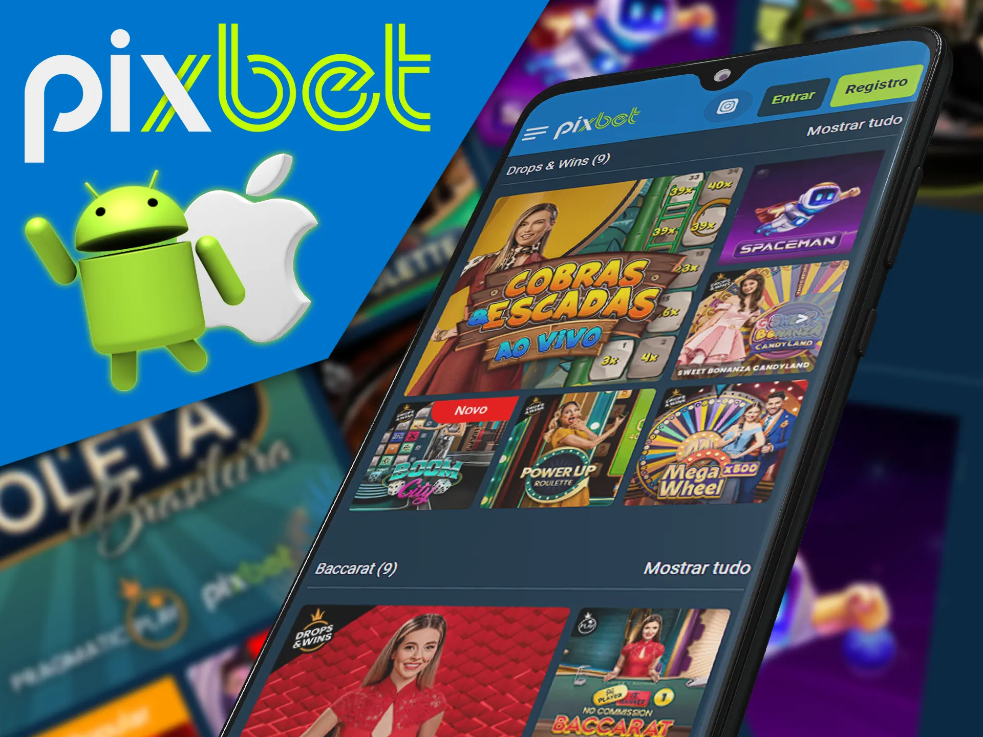 Use the Pixbet app for playing live casino games.