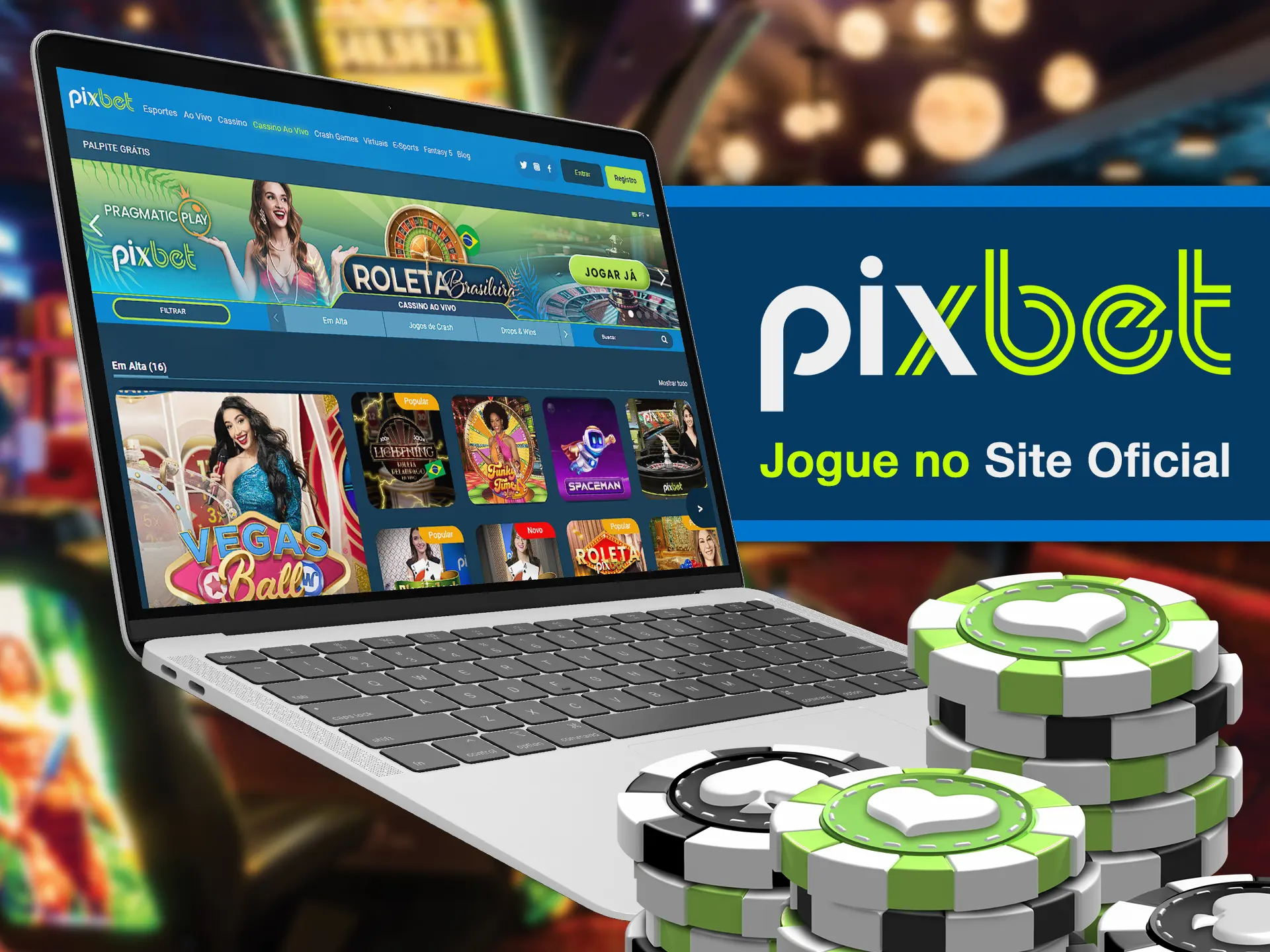 Visit Pixbe official website and start playing casino games.