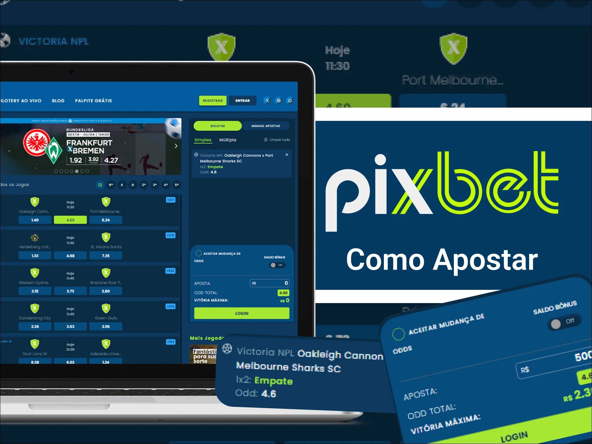 Instruções sobre como fazer apostas no site do cassino online Pixbet.