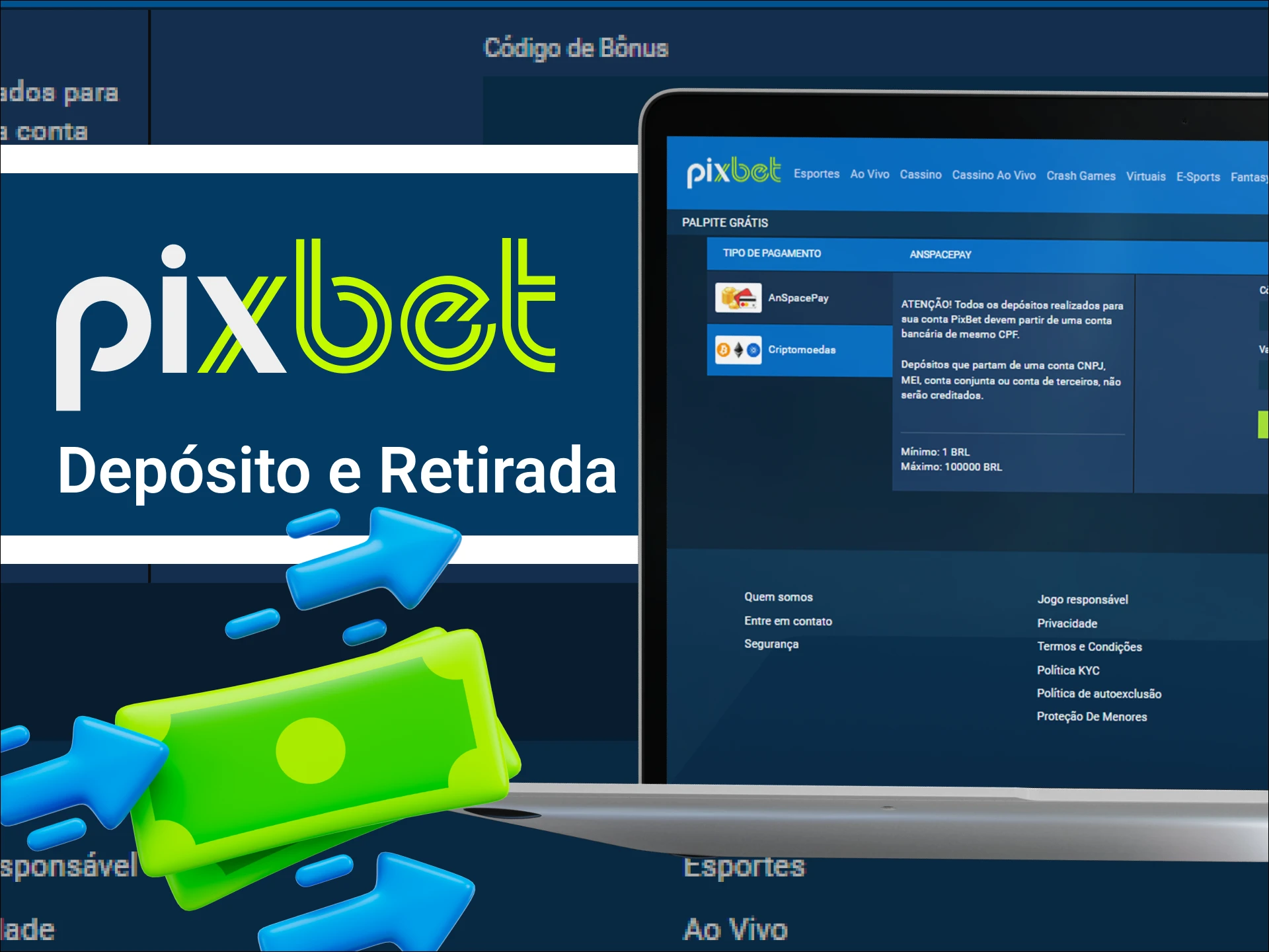 Como funciona um depósito no site do cassino online Pixbet.