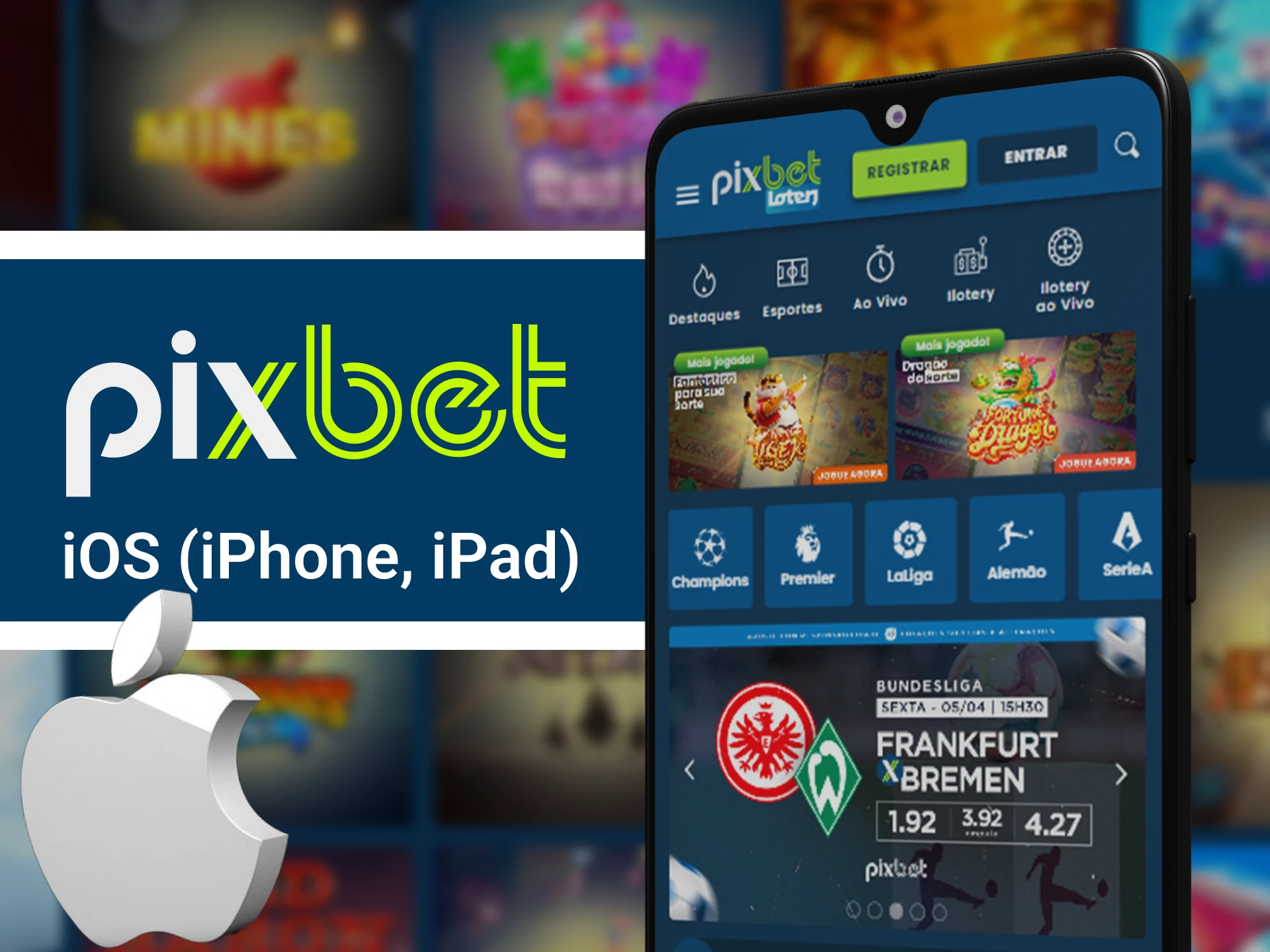 Posso jogar no cassino online Pixbet em um telefone iOS.