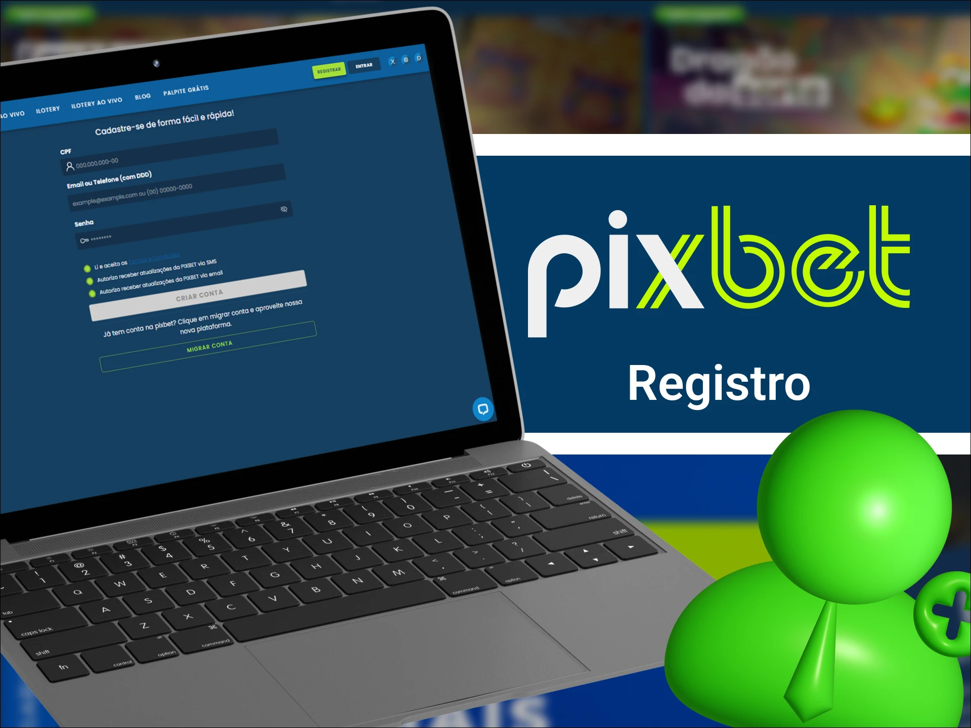 Como posso me registrar no site de cassino online Pixbet.