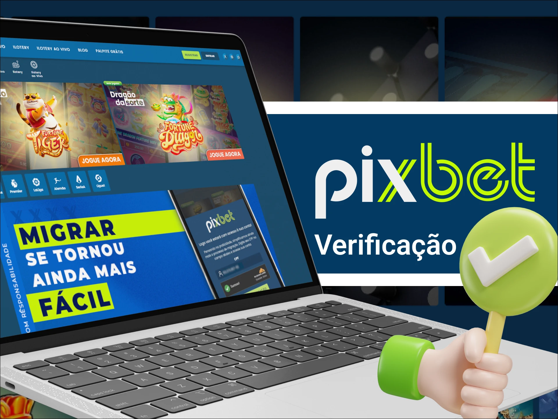 Preciso verificar meu perfil no site do cassino online Pixbet.