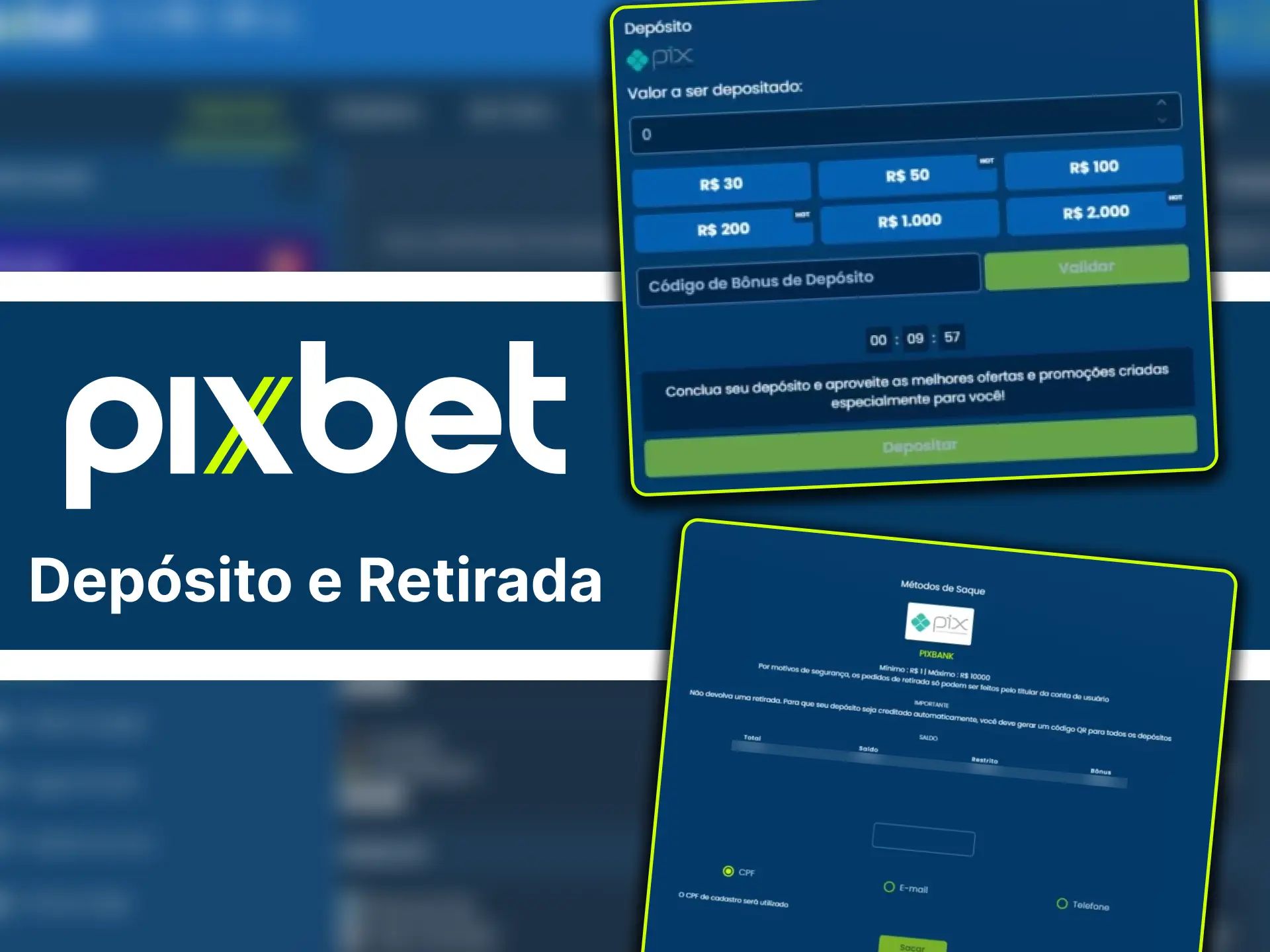 Como funciona um depósito no site do cassino online Pixbet.