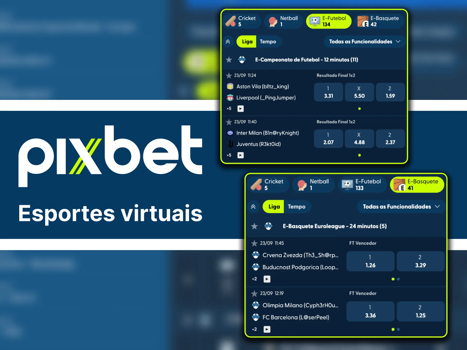 Jogue futebol e basquete virtual no Pixbet.
