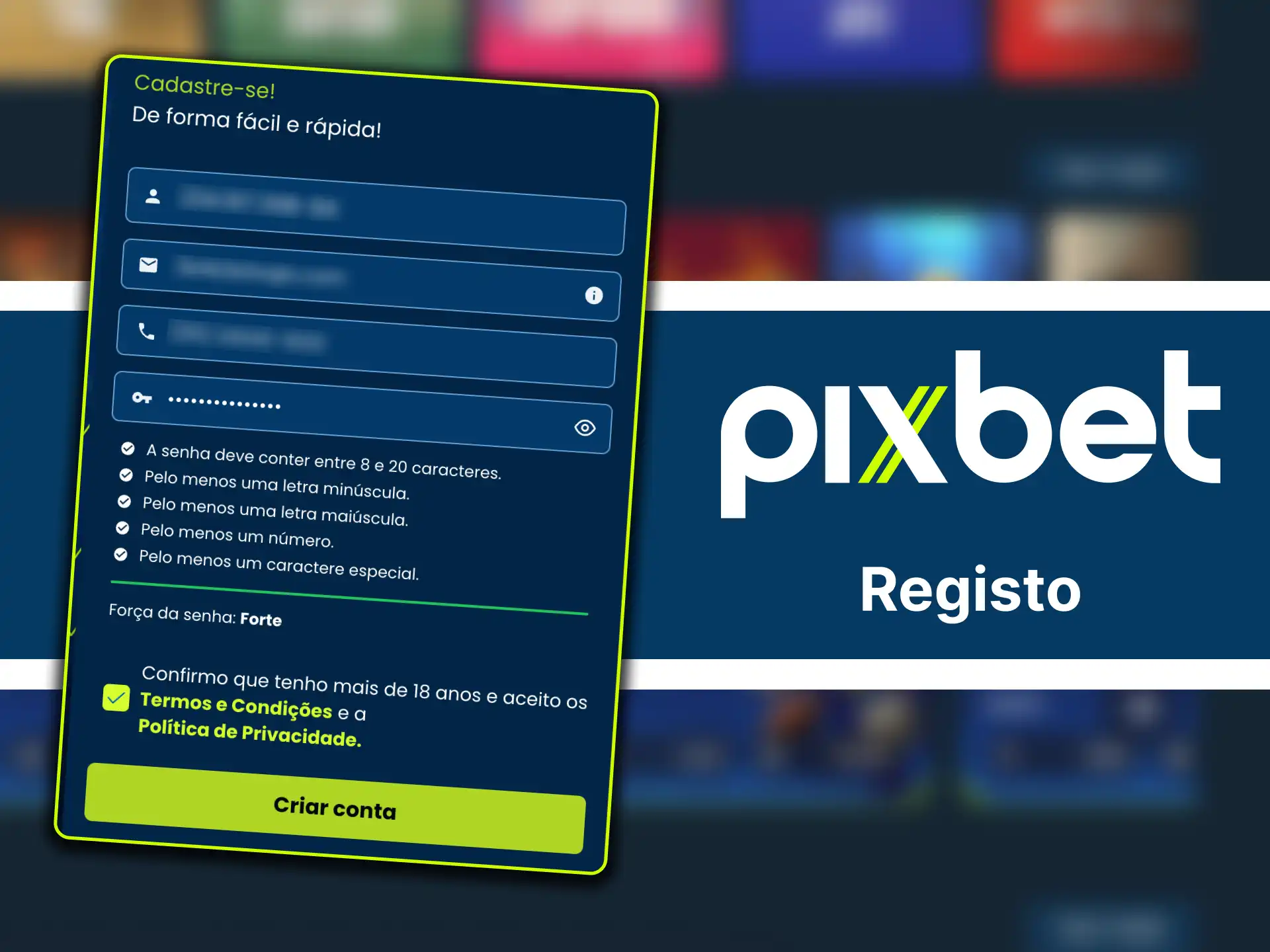 Como posso me registrar no site de cassino online Pixbet.