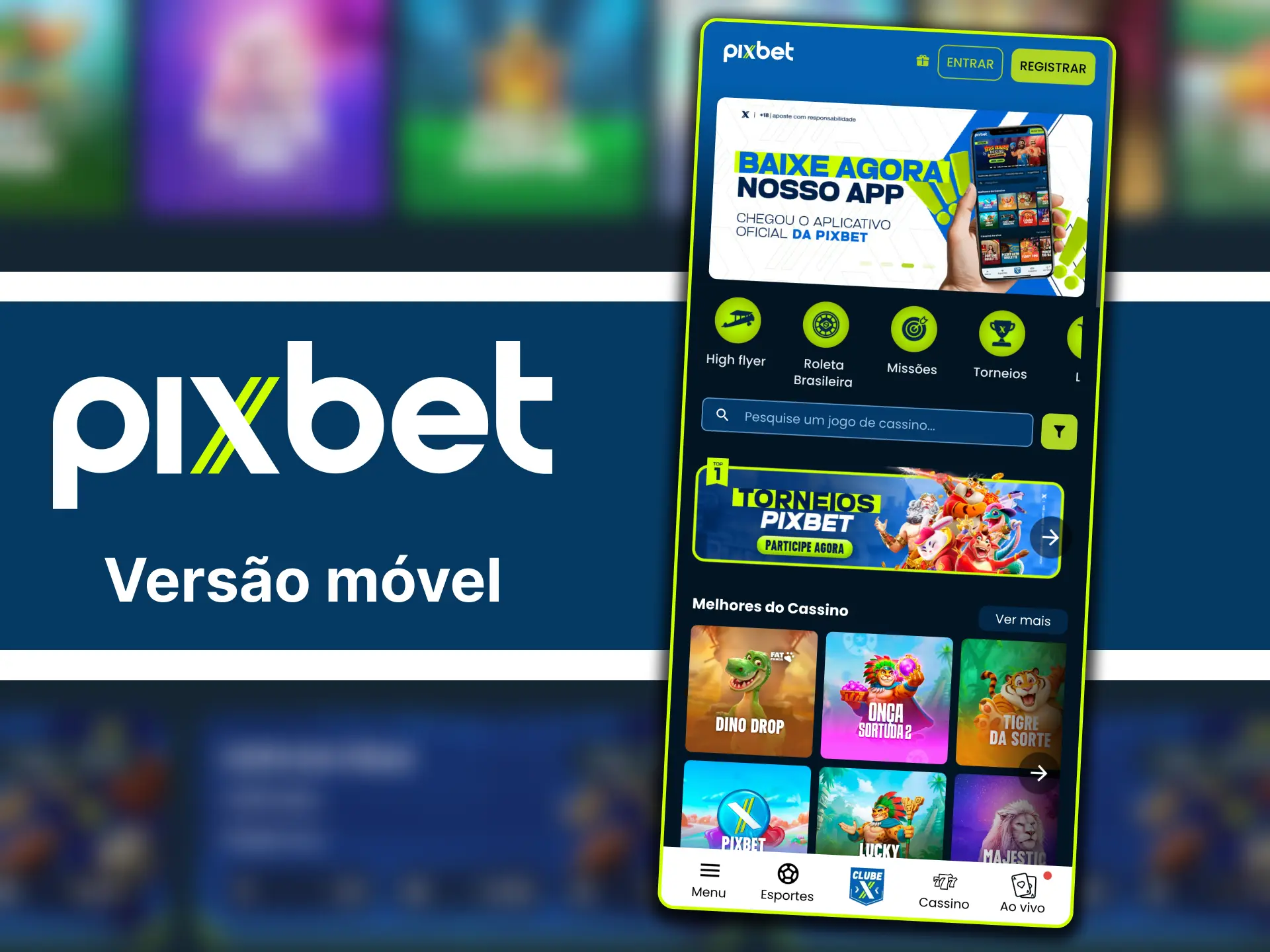 Jogue no Pixbet pelo navegador do celular.