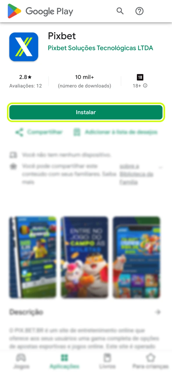 Comece a instalar o aplicativo Pixbet no seu dispositivo Android.