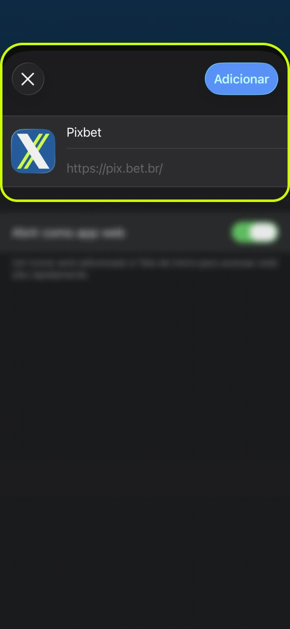 Confirme a adição do aplicativo Pixbet à área de trabalho do seu celular.