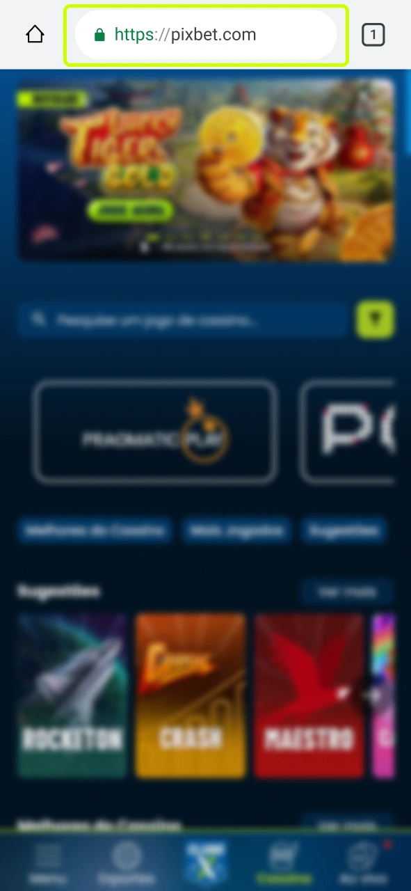 Acesse o portal móvel da Pixbet pelo navegador do seu celular para baixar o app ou jogar via versão web.