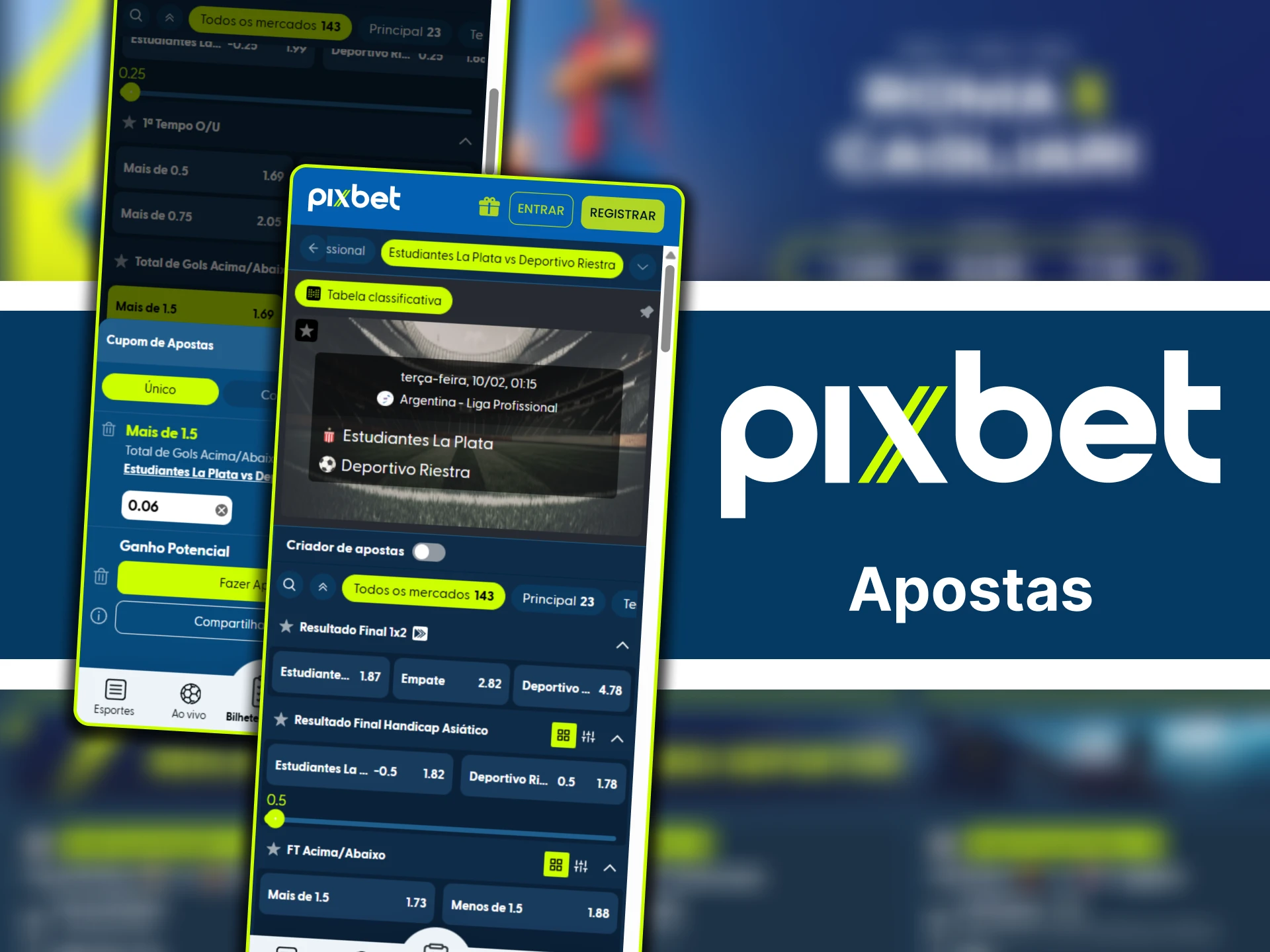 Explore uma ampla variedade de mercados de apostas esportivas ao vivo e pré-jogo no app da Pixbet.