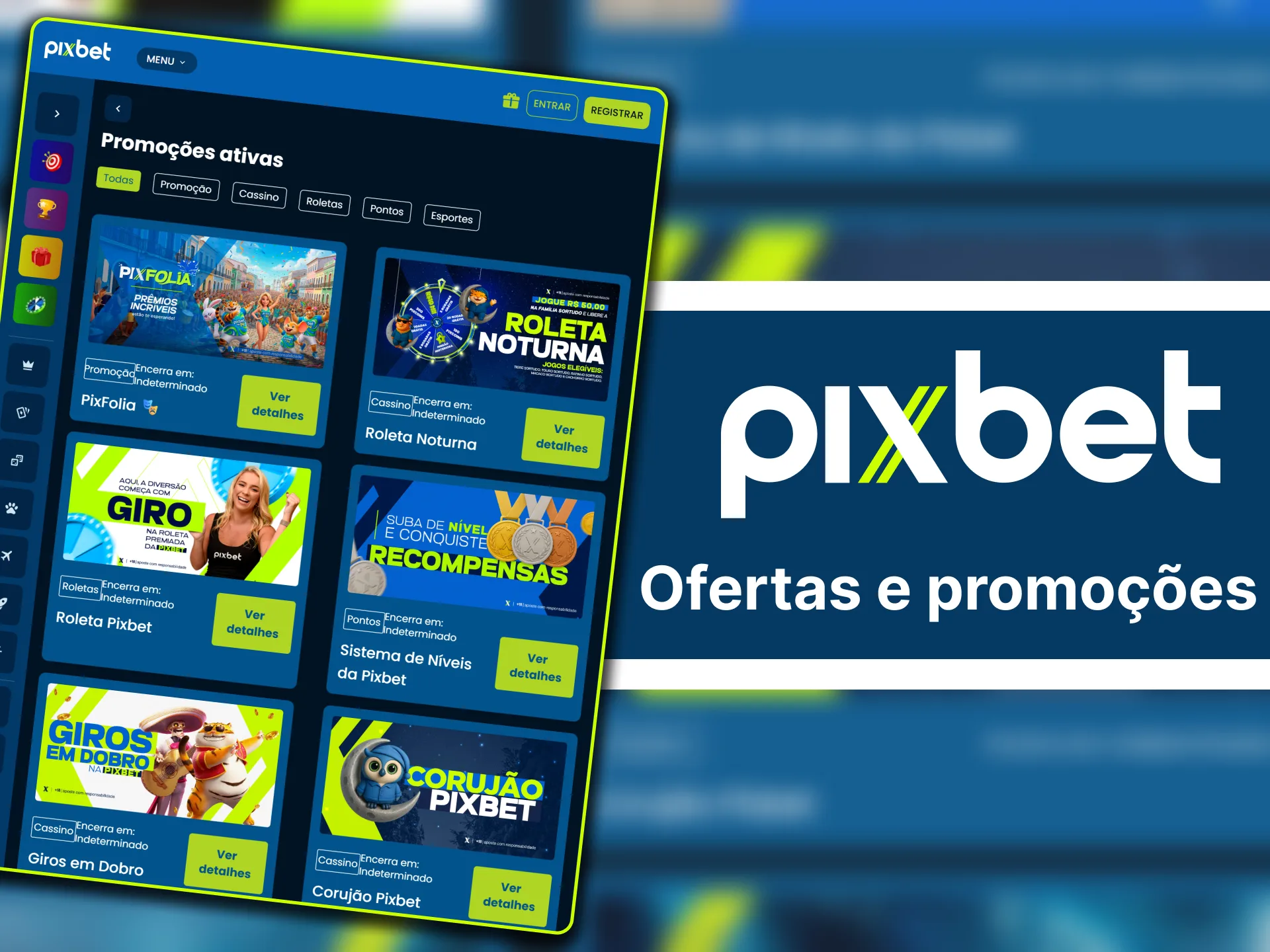 Confira as promoções ativas, incluindo a Roleta Noturna e o Sistema de Níveis de recompensas na Pixbet.
