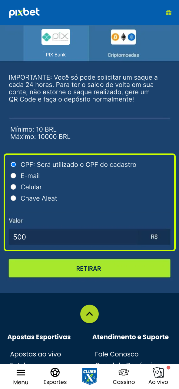 Pixbet finalize transação e aproveite recebimento rápido dos ganhos.