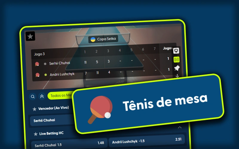 Confira as odds para apostas em tênis de mesa na Pixbet.
